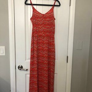 Print Button Front Spaghetti Strap Maxi Dress